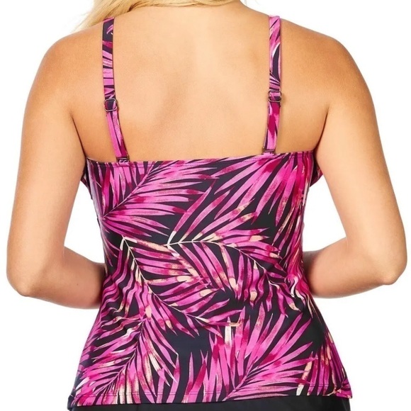 Island Escape Womens Printed Tahiti Ruffled Tankini Swimsuit Top - Picture 2 of 11